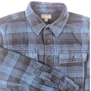 LL Bean Signature Archive Chamois Cloth Shirt Mens Medium Slim Fit Blue Plaid